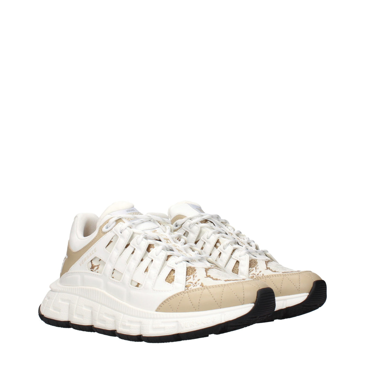 Versace White Fabric Athletic Sneakers for Men