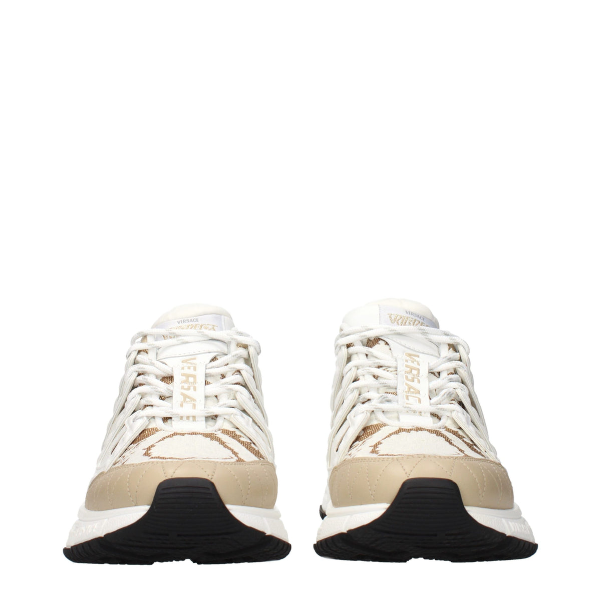 Versace White Fabric Athletic Sneakers for Men