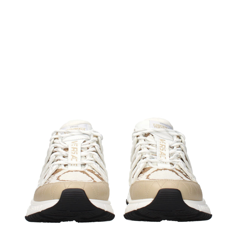 Versace White Fabric Athletic Sneakers for Men