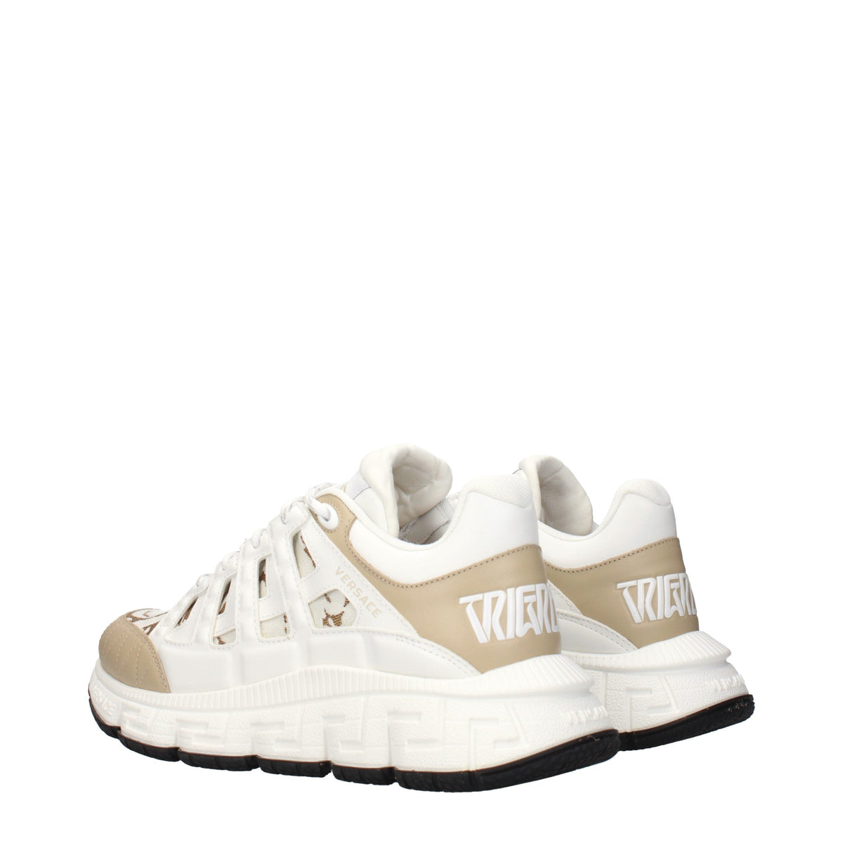 Versace White Fabric Athletic Sneakers for Men
