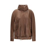 Calvin Klein Brown Lamb Ovis Aries Leather Jacket