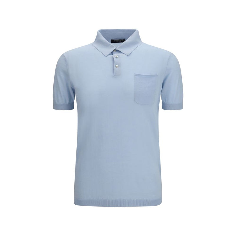Aragona Cashmere Blue Cotton Polo Shirt for Men