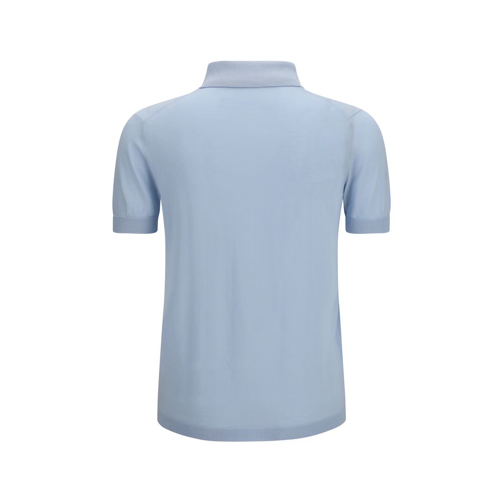 Aragona Cashmere Blue Cotton Polo Shirt - Essential Comfort