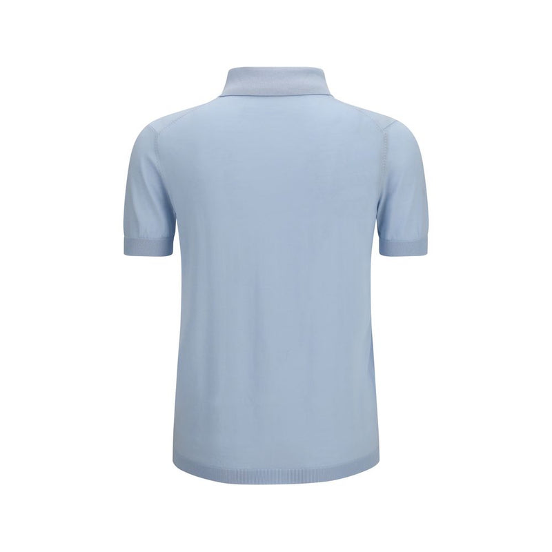 Aragona Cashmere Blue Cotton Polo Shirt for Men
