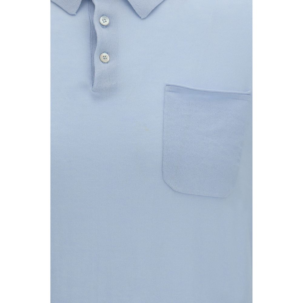 Aragona Cashmere Blue Cotton Polo Shirt - Essential Comfort