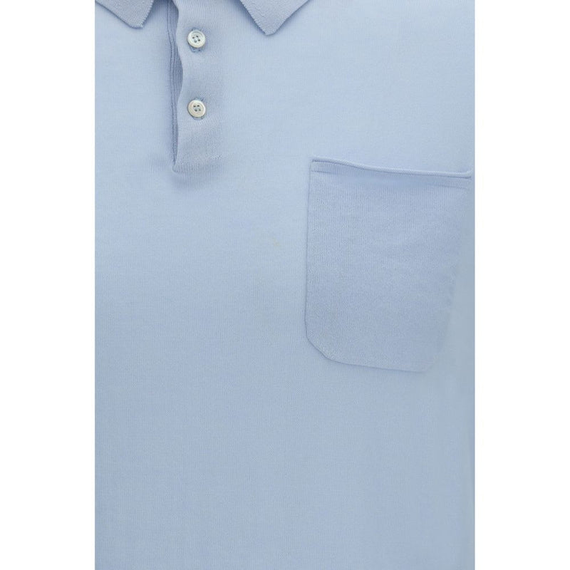 Aragona Cashmere Blue Cotton Polo Shirt for Men