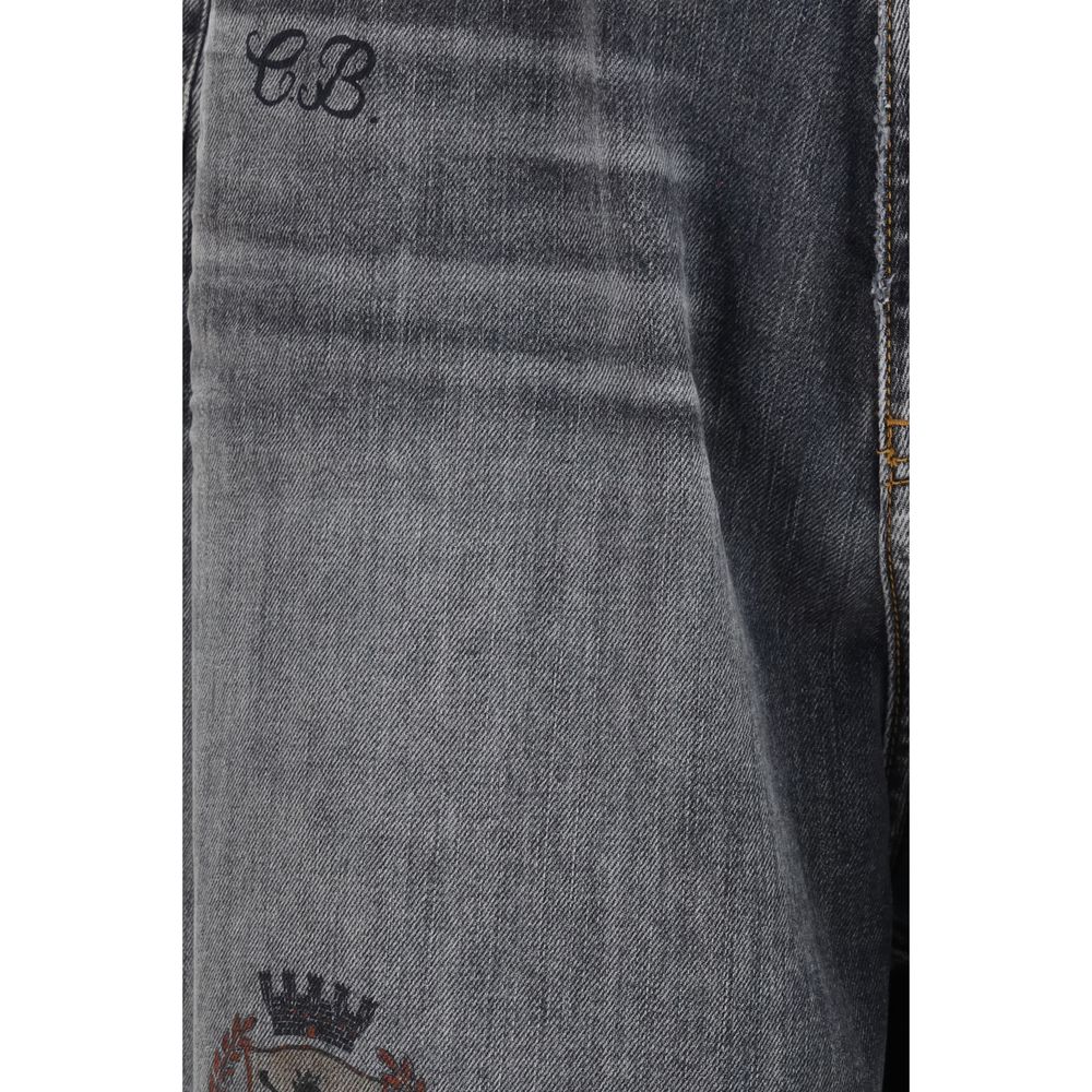 Pantalon en Coton Gris Balenciaga Tattoo Baggy