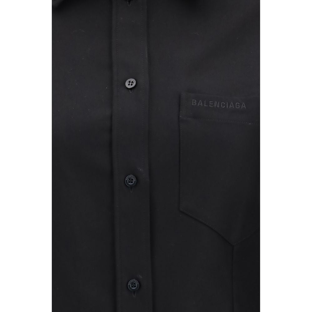 Balenciaga Black Cotton Dress Shirt - Contemporary Oversized Fit