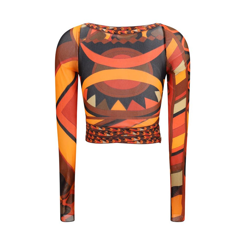 Chemise Emilio Pucci en polyamide orange à motifs