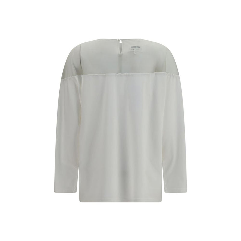 T-shirt à manches longues en coton blanc MM6
