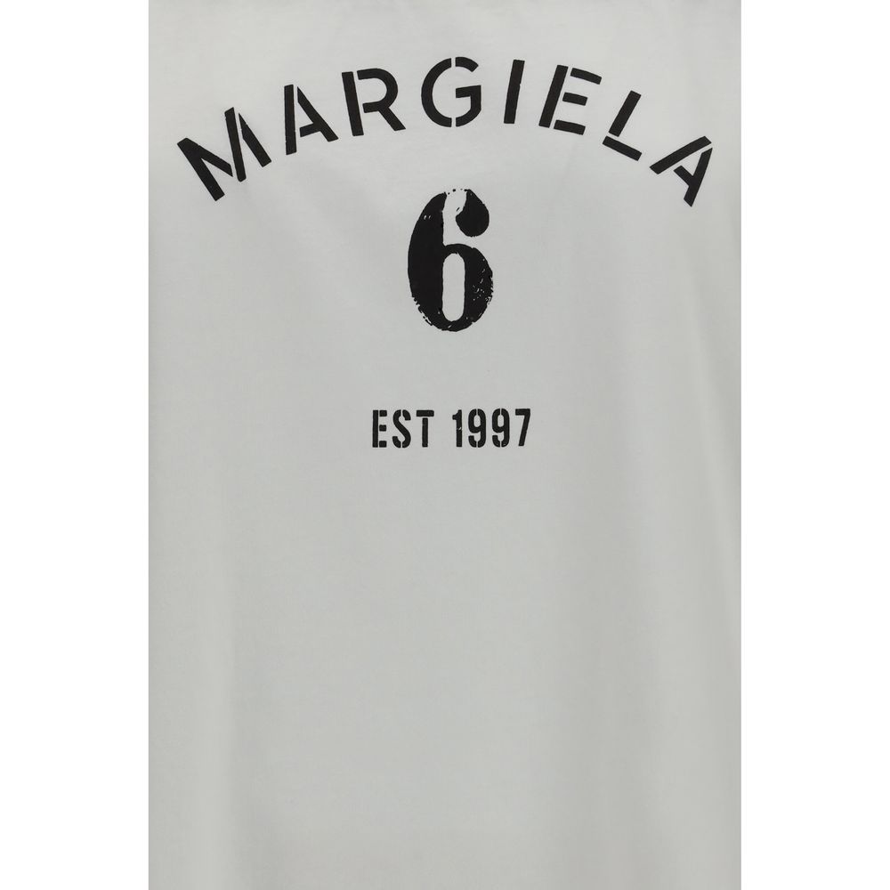 T-shirt à manches longues en coton blanc MM6