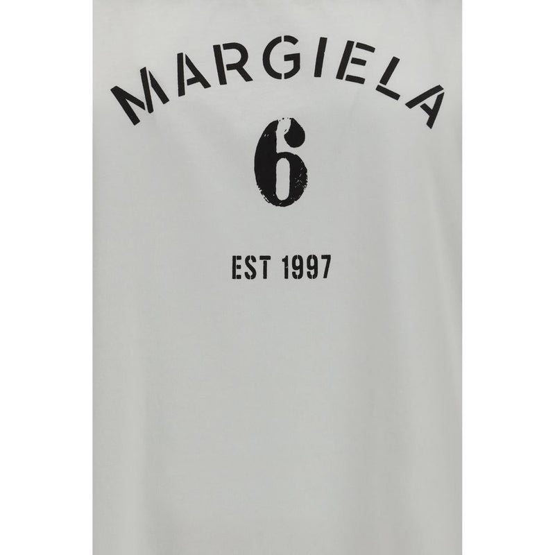 T-shirt à manches longues en coton blanc MM6