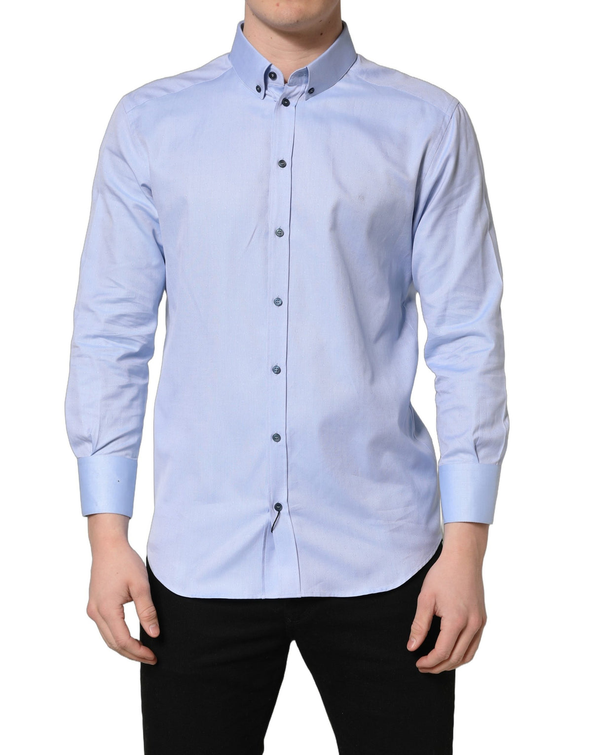 Dolce & Gabbana Light Blue Cotton Dress Shirt for Men