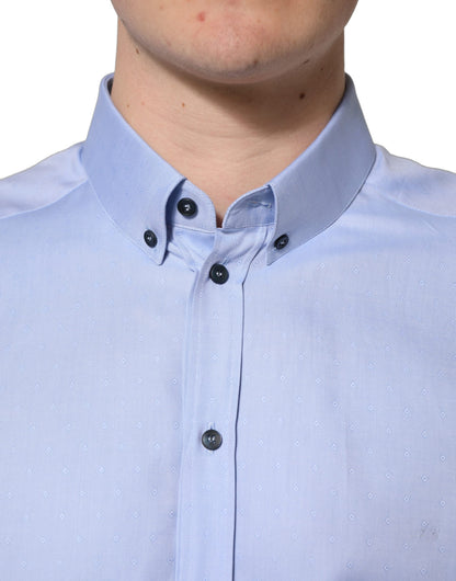 Dolce & Gabbana Light Blue Cotton Dress Formal Men Shirt
