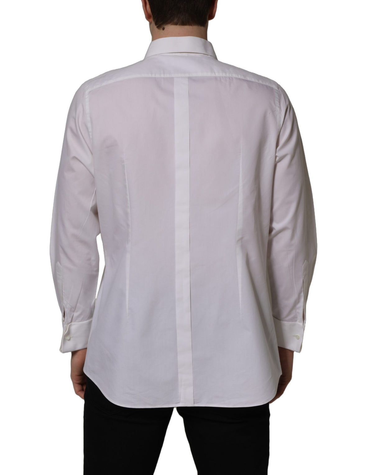 Dolce & Gabbana White Bib Cotton Poplin Dress Shirt