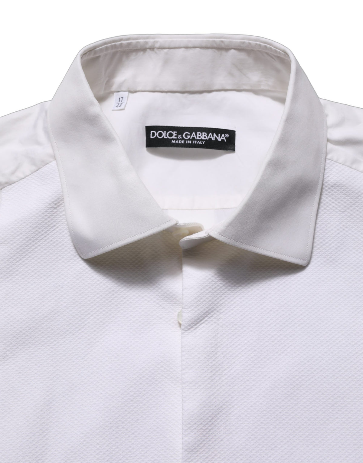 Dolce & Gabbana White Bib Cotton Poplin Dress Shirt
