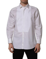 Dolce & Gabbana White Bib Cotton Poplin Dress Shirt