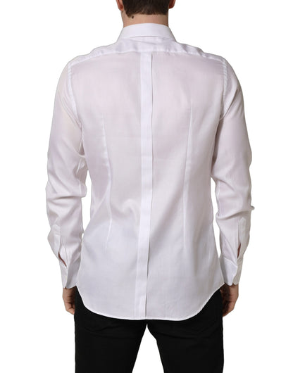Dolce & Gabbana White Cotton Collared Dress Formal Men Shirt