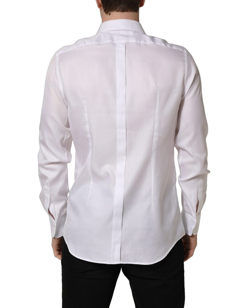 Dolce & Gabbana White Cotton Collared Dress Shirt for Men