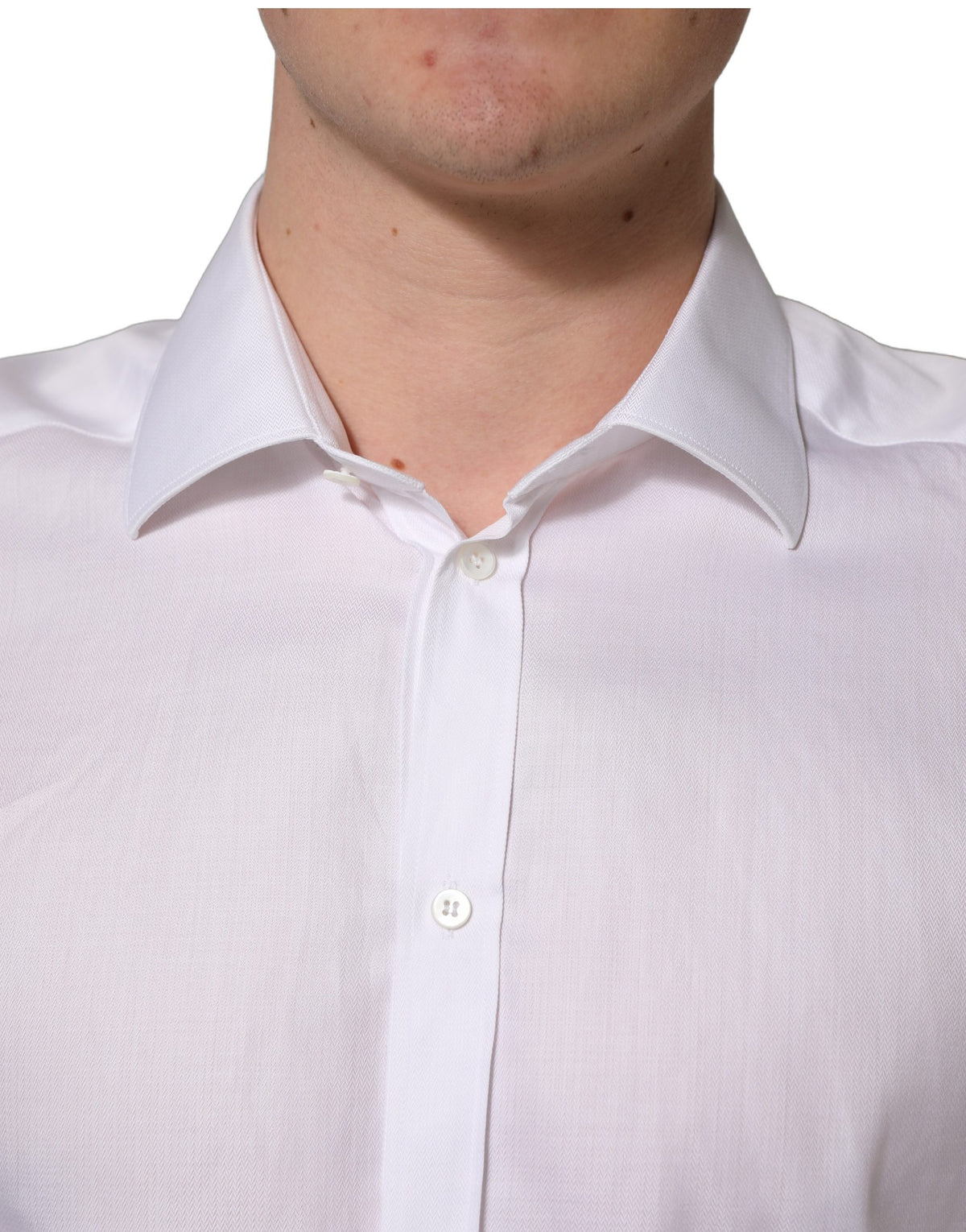 Dolce & Gabbana White Cotton Collared Dress Shirt for Men