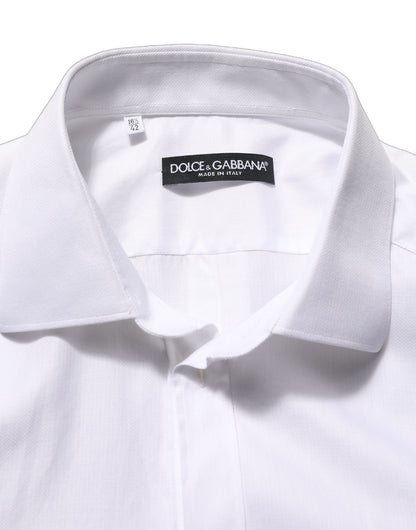 Dolce & Gabbana White Cotton Collared Dress Formal Men Shirt
