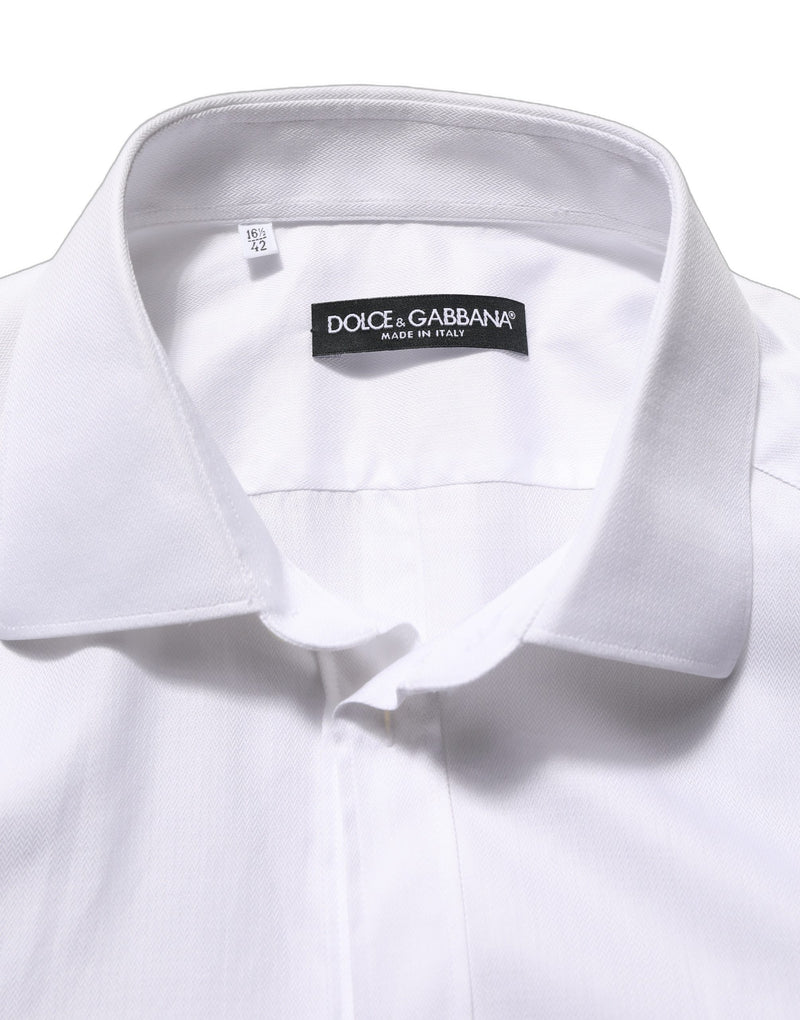 Dolce & Gabbana White Cotton Collared Dress Shirt for Men
