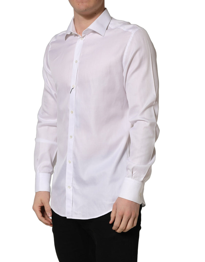 Dolce & Gabbana White Cotton Collared Dress Shirt for Men