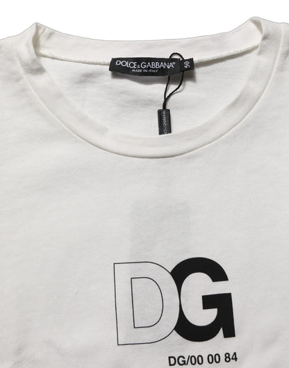 Dolce & Gabbana White DG Logo Crew Neck Short Sleeves T-shirt