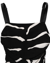 Dolce & Gabbana Black White Zebra Cady Calf Length Dress