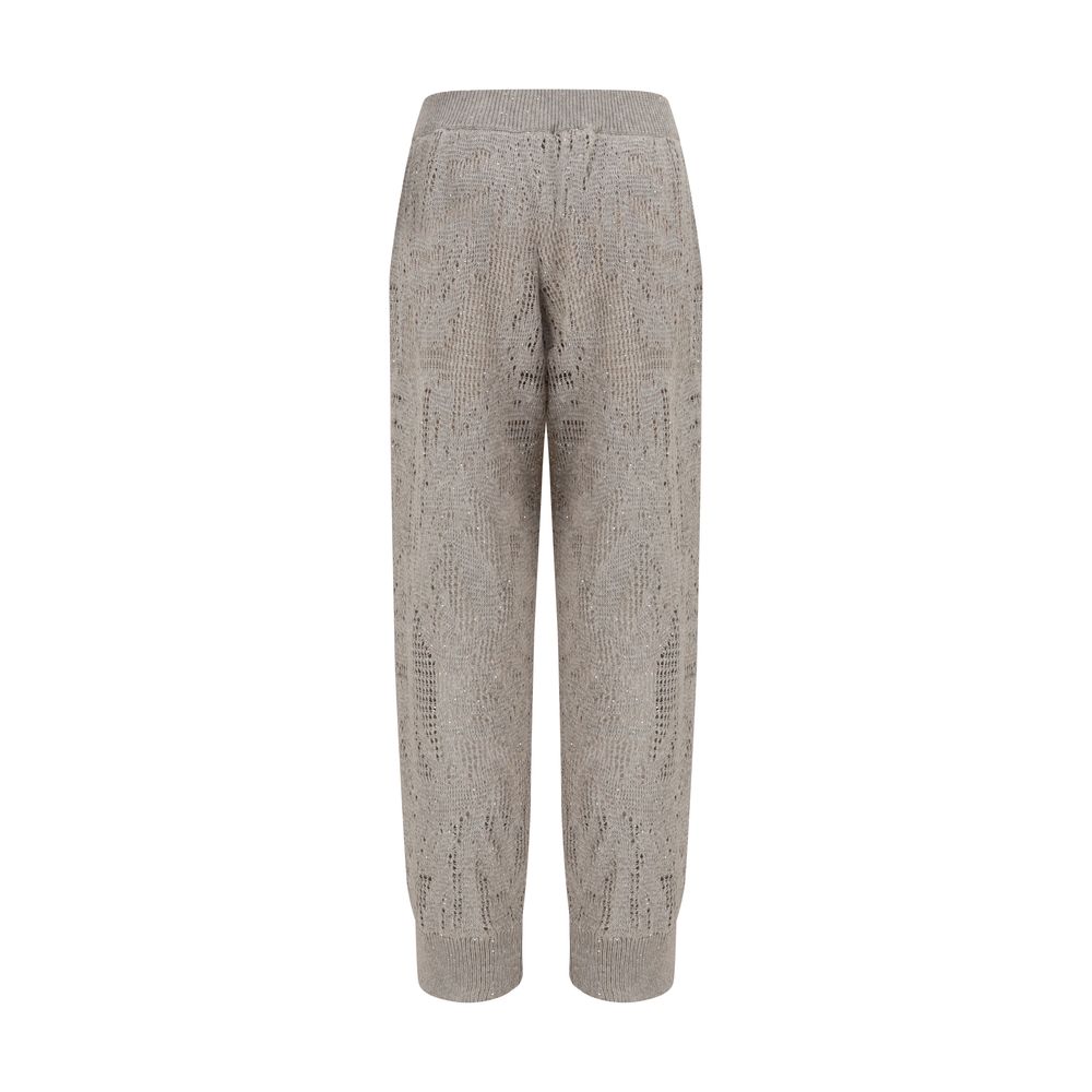 Brunello Cucinelli Beige Linen Casual Pants for Women