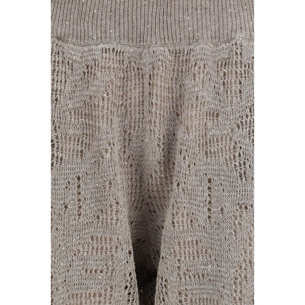 Brunello Cucinelli Beige Linen Casual Pants for Women