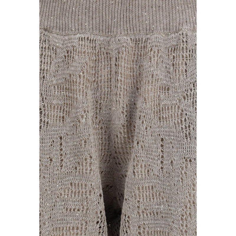 Brunello Cucinelli Beige Linen Casual Pants for Women