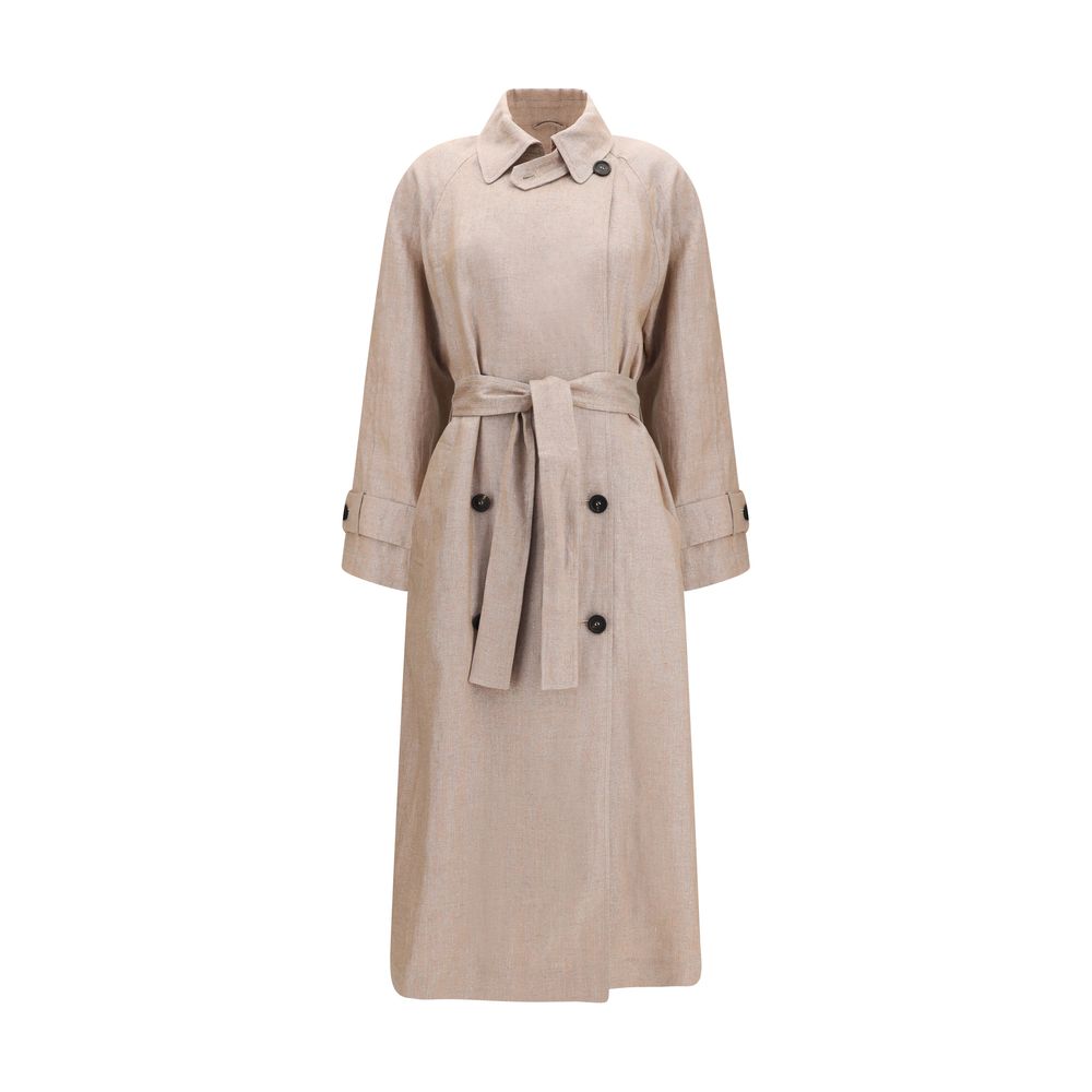 Trench-coat Brunello Cucinelli en lin multicolore