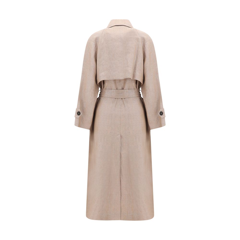 Trench-coat Brunello Cucinelli en lin multicolore