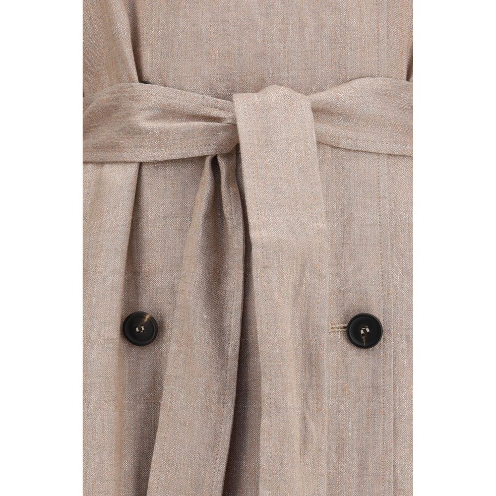 Trench-coat Brunello Cucinelli en lin multicolore