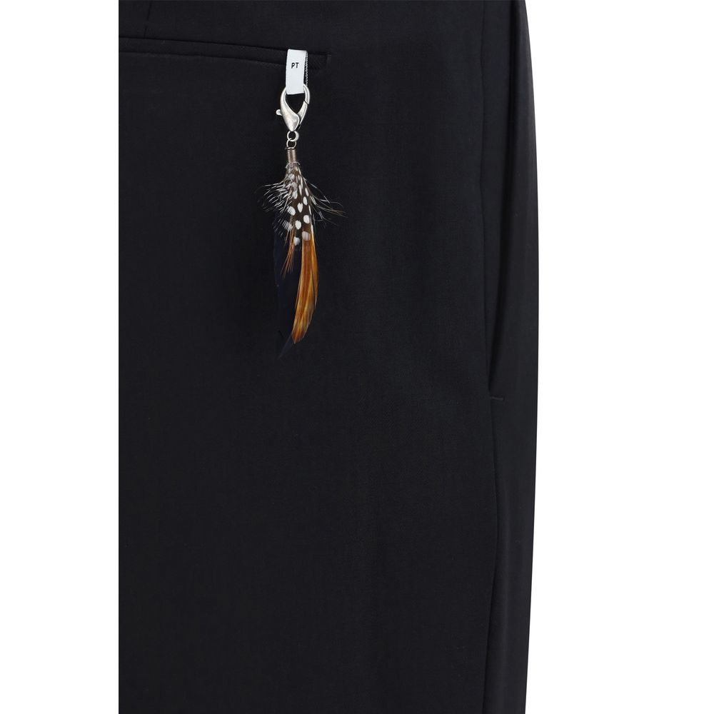 PT Pantaloni TORINO Black Elastane Dress Pants for Men