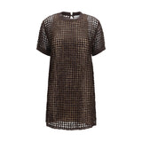 Brunello Cucinelli Brown Silk Cocktail Dress - Elegant Mini Design