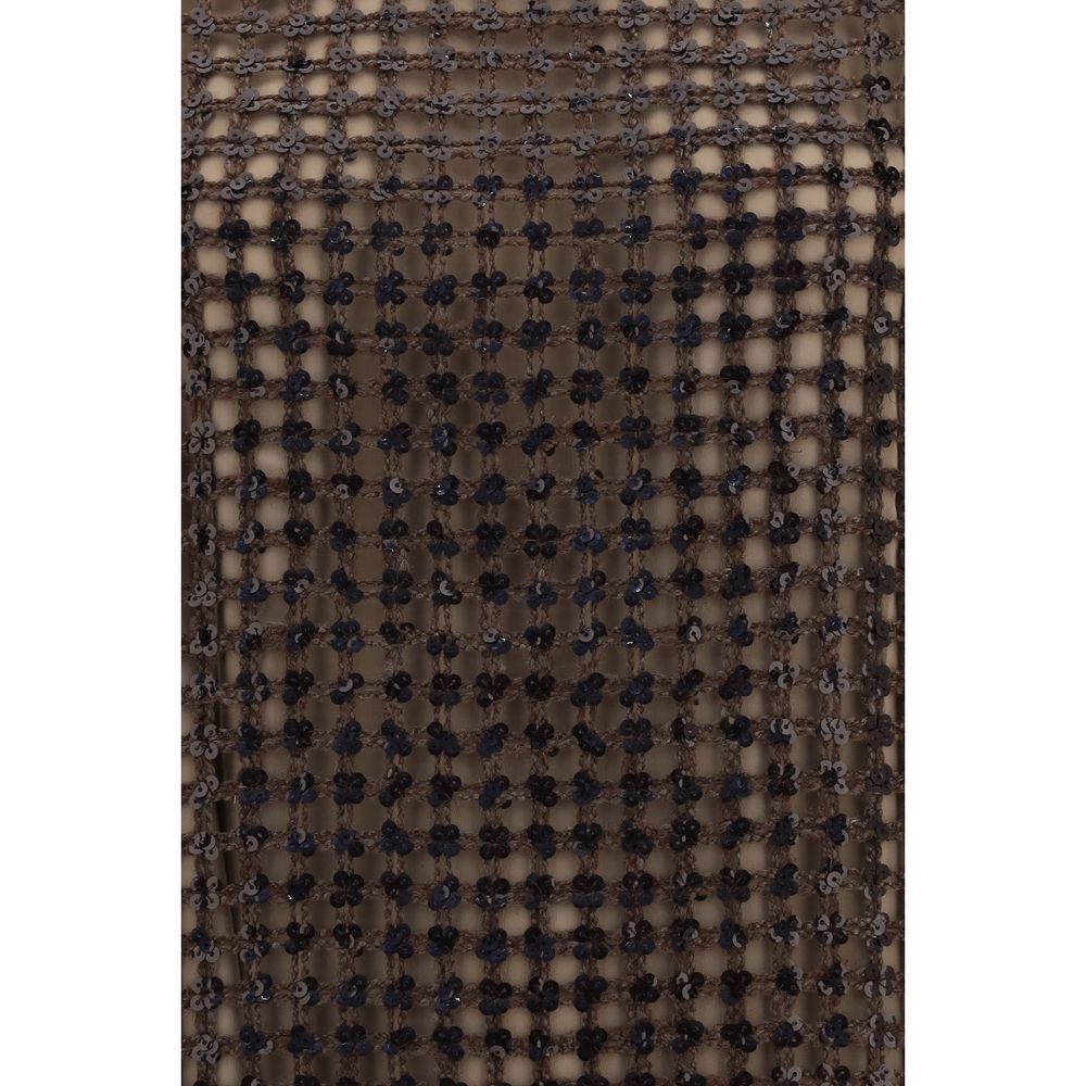 Brunello Cucinelli Brown Silk Cocktail Dress - Elegant Mini Design