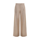 Brunello Cucinelli Beige Linen Casual Pants for Women