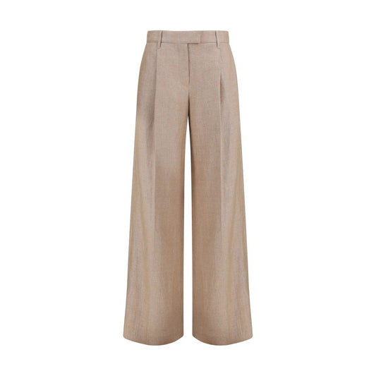 Brunello Cucinelli Beige Linen Casual Pants for Women