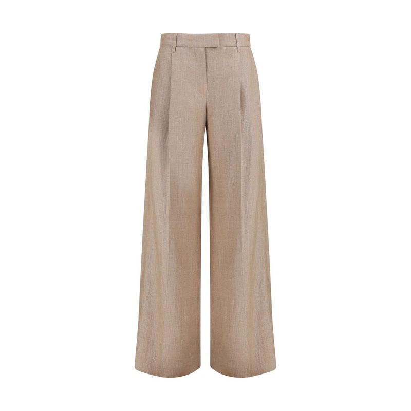 Brunello Cucinelli Beige Linen Casual Pants for Women