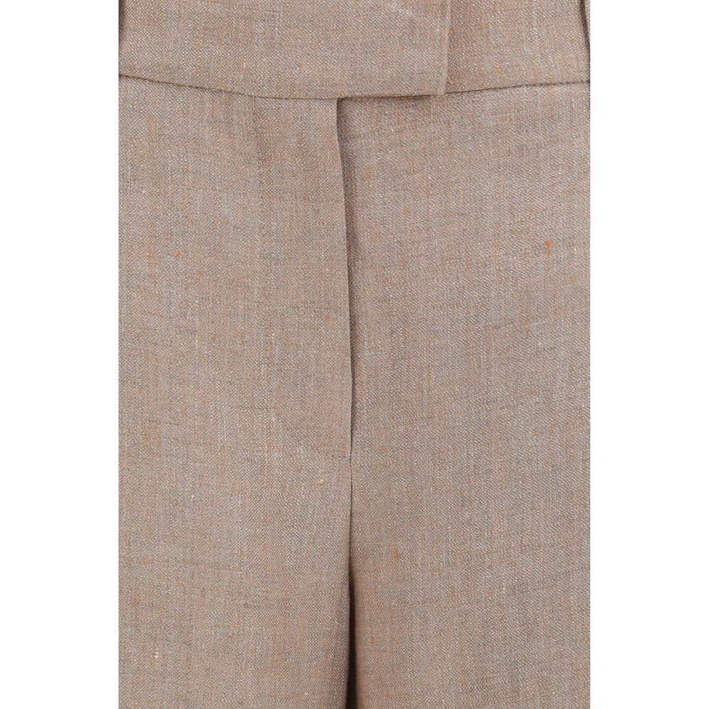 Brunello Cucinelli Beige Linen Casual Pants for Women