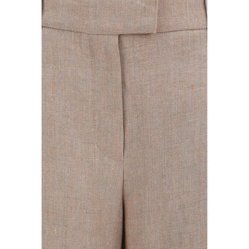 Brunello Cucinelli Beige Linen Casual Pants for Women