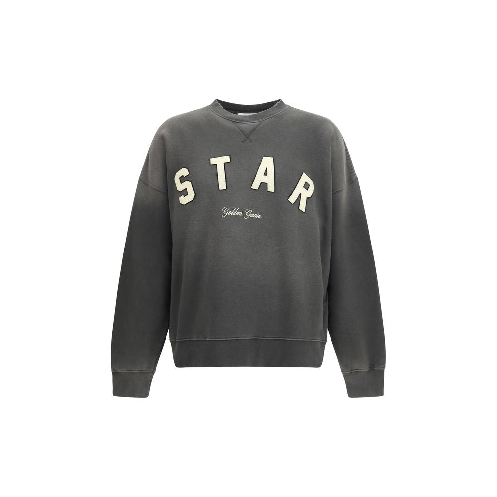 Golden Goose Star Embroidered Gray Cotton Sweatshirt