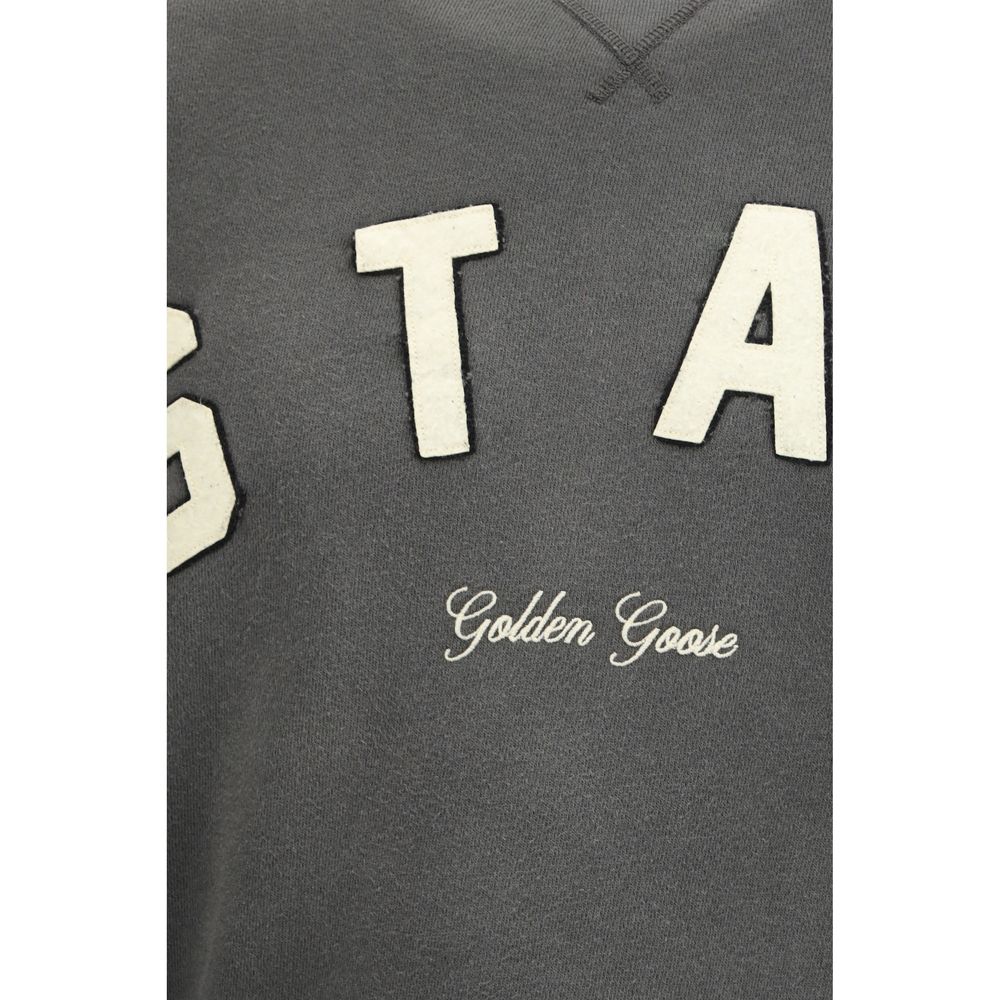 Golden Goose Star Embroidered Gray Cotton Sweatshirt