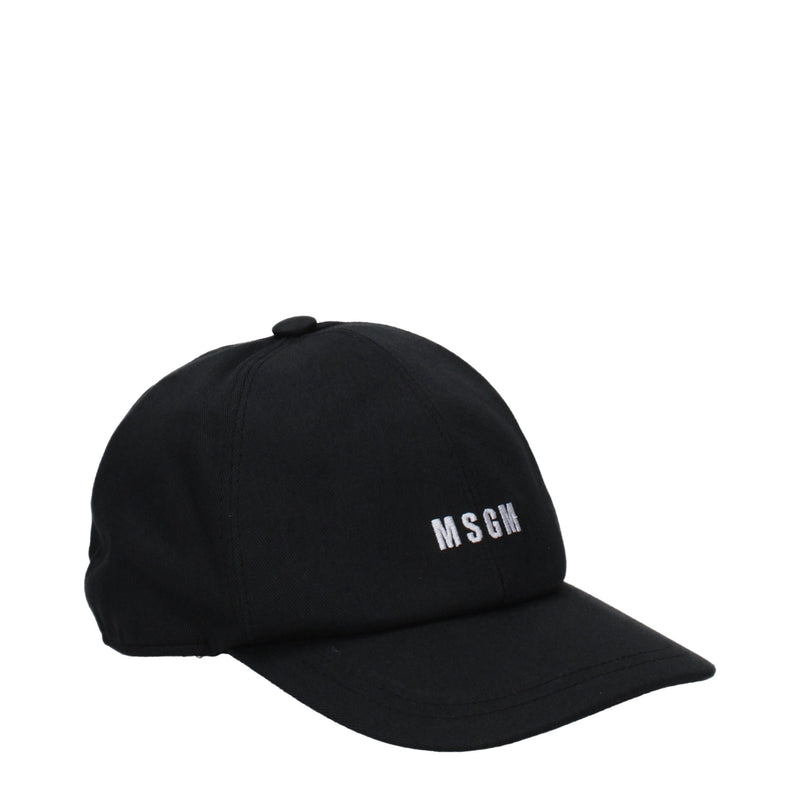 MSGM Black Cotton Cap - Stylish Baseball Hat for Men