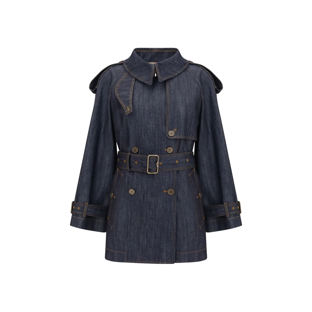 Burberry Fitzrovia Blue Cotton Trench Coat for Women