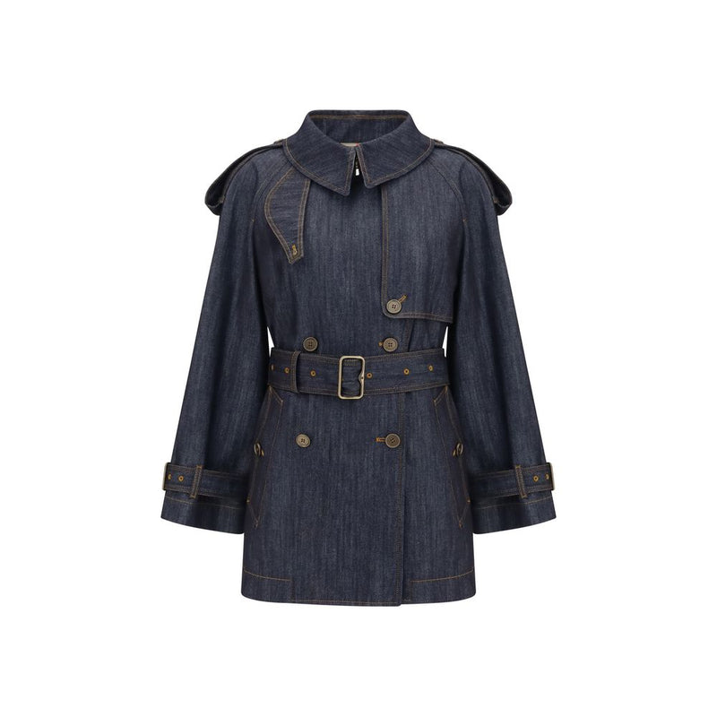 Burberry Fitzrovia Blue Cotton Trench Coat for Women