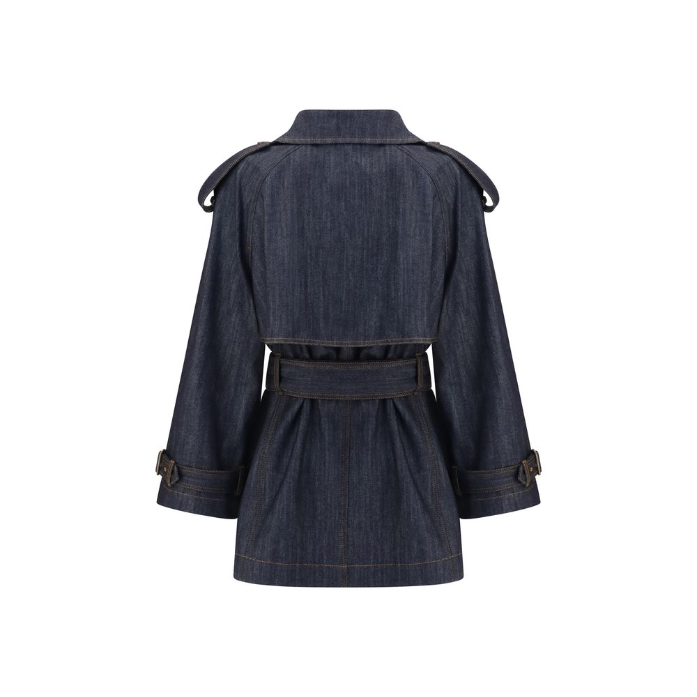 Burberry Fitzrovia Blue Cotton Trench Coat for Women