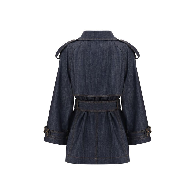 Burberry Fitzrovia Blue Cotton Trench Coat for Women
